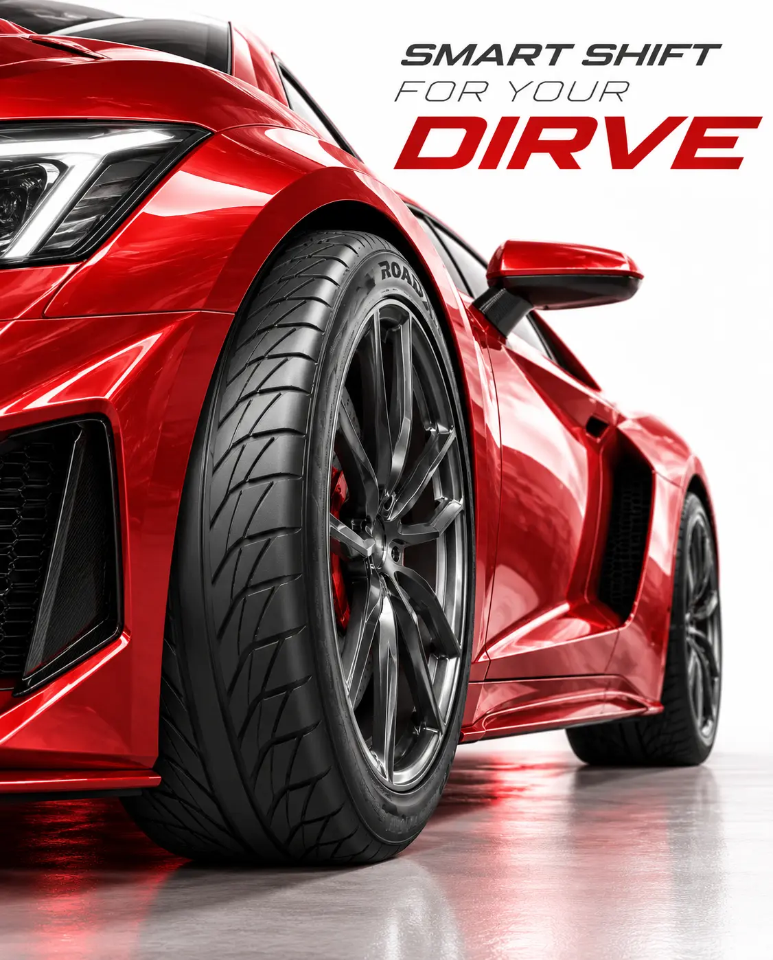 ยางสปอร์ตสมรรถนะสูง RoadX บนรถสปอร์ตสีแดง แคมเปญ Smart Shift For Your Drive