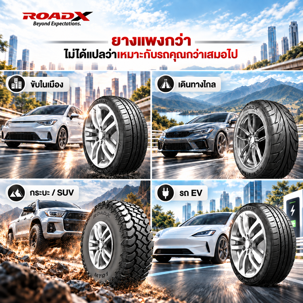 เลือกยางรถยนต์ให้เหมาะกับการใช้งาน ทั้งขับในเมือง เดินทางไกล กระบะ SUV และรถ EV