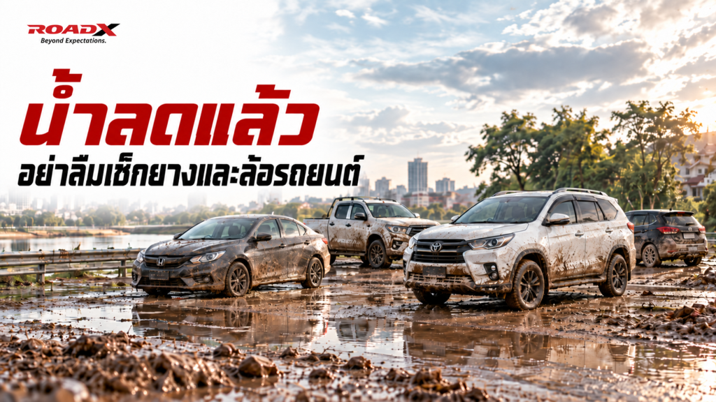 การตรวจสภาพยางรถยนต์และล้อหลังน้ำท่วม